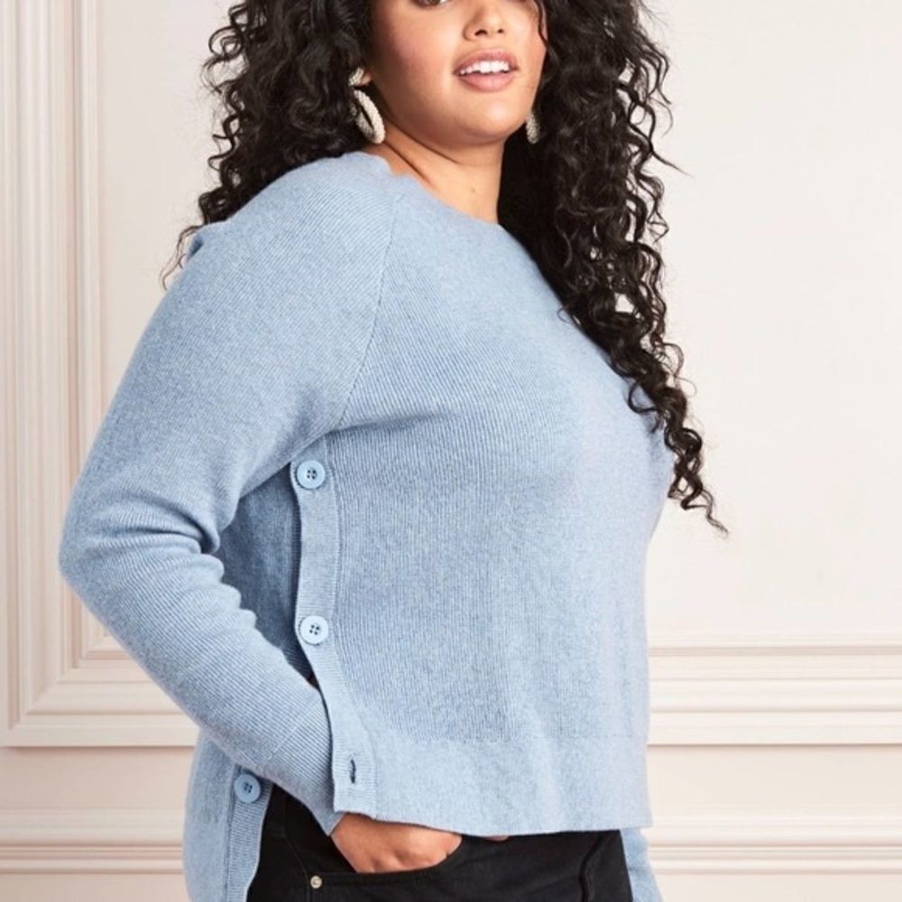 Stella & Dot-Merino Wool Blend Button Side Sweater